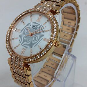 Anne Klein 12/2286 Women's 34mm Rose Gold Tone Crystal Accent MOP Dial Watch